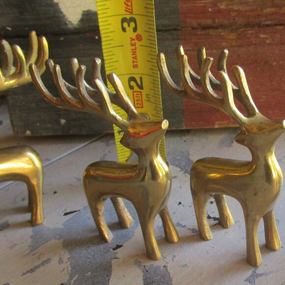 Set of 4 Pottery Barn Reindeer Brass Place Card Holders - Picture 8 of 9